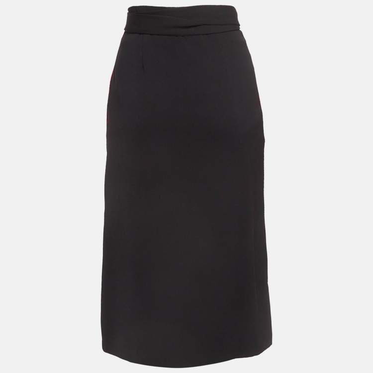 مملوكة مسبقًا Maje Black Side Stripe Crepe Pencil Wrap Skirt S