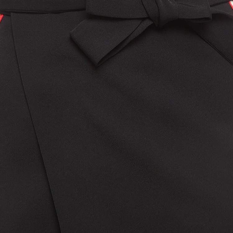 مملوكة مسبقًا Maje Black Side Stripe Crepe Pencil Wrap Skirt S