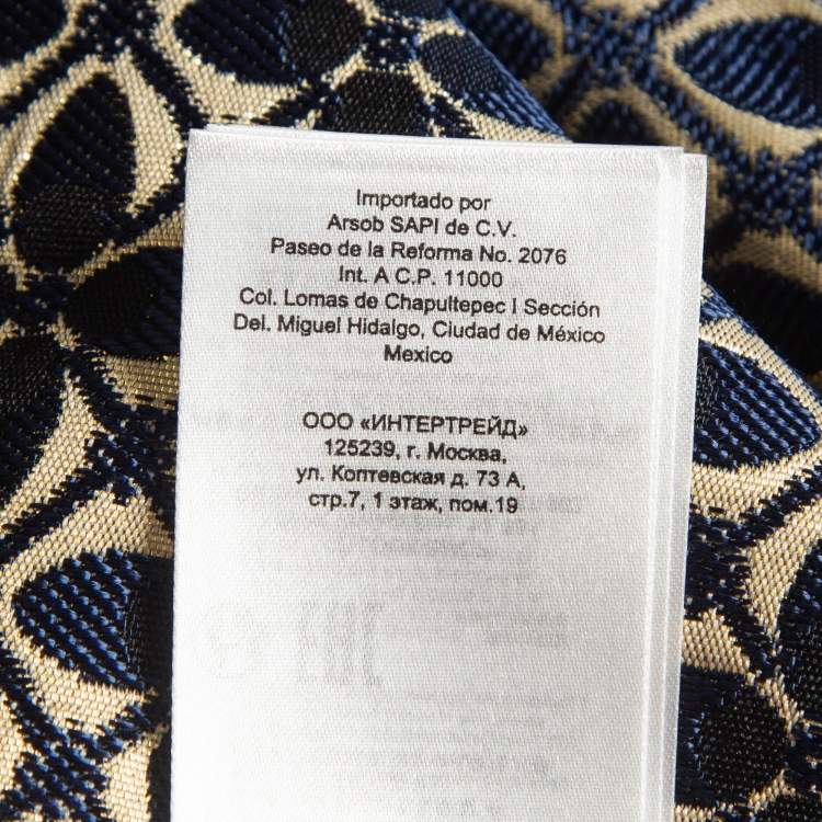 Pre Owned Maje Blue/Gold Patterned Jacquard Skorts L
