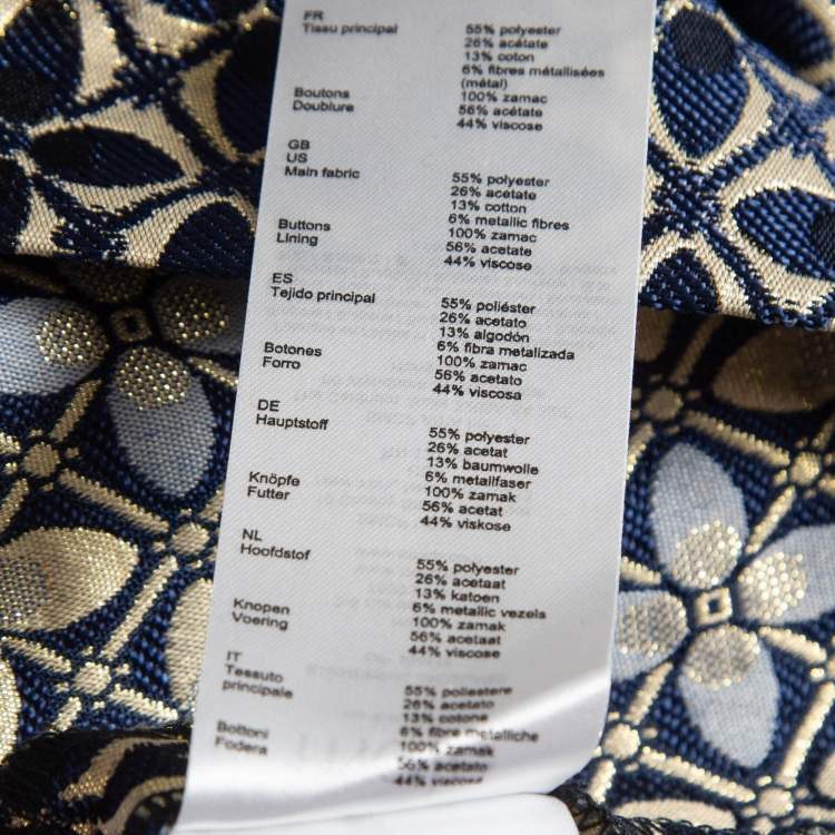 Pre Owned Maje Blue/Gold Patterned Jacquard Skorts L