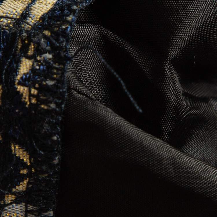 Pre Owned Maje Blue/Gold Patterned Jacquard Skorts L