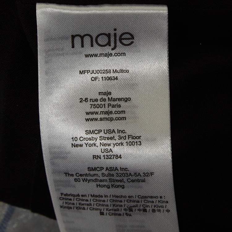 Pre Owned Maje White/Black Checked Chiffon Midi Skirt M