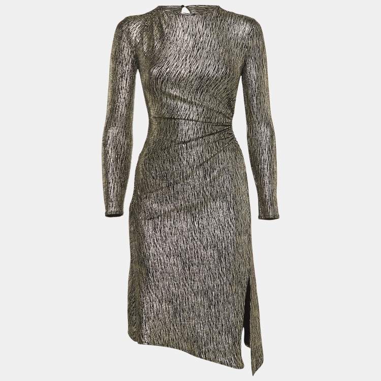 Pre Owned Maje Black/Metallic Lurex Knit Cut-Out Detail Short Dress S