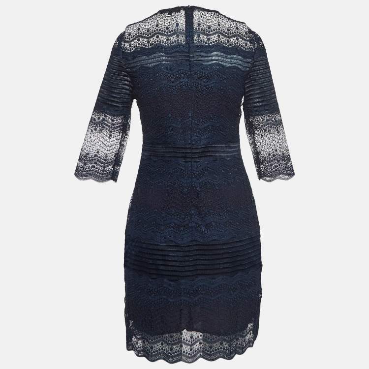 Pre Owned Maje Navy Lace Mini Dress S