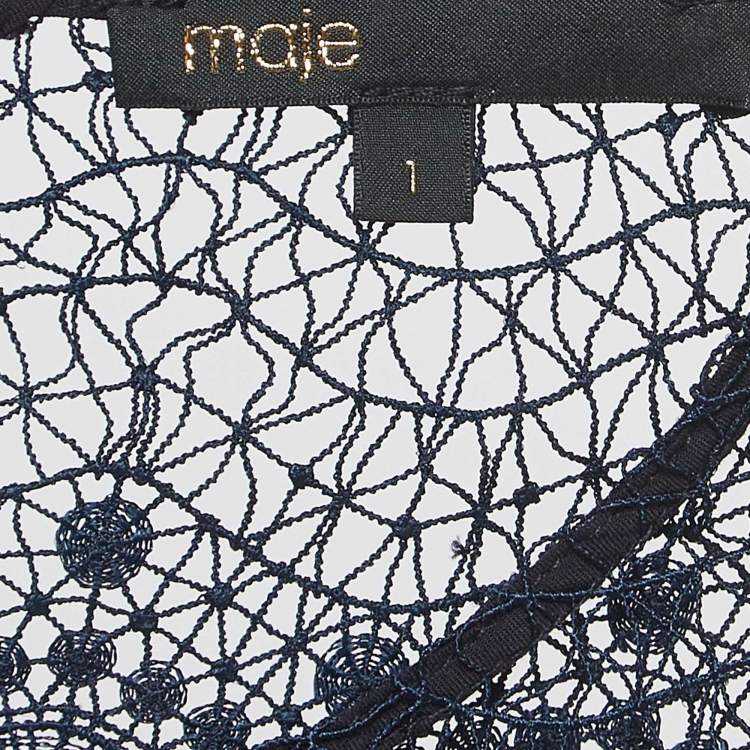 Pre Owned Maje Navy Lace Mini Dress S