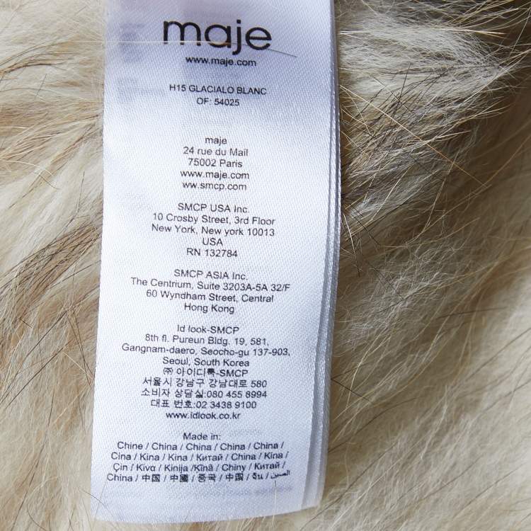 Pre Owned Maje Beige Raccoon Fur Sleeveless Jacket M