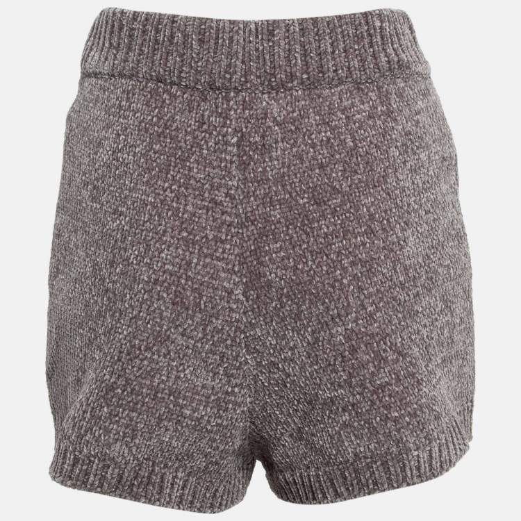 Pre Owned Majorelle Grey Rib Knit Denitza Chenille Shorts L
