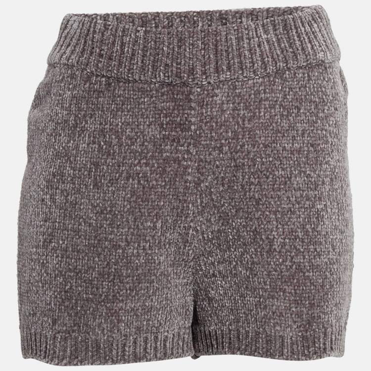 Pre Owned Majorelle Grey Rib Knit Denitza Chenille Shorts L