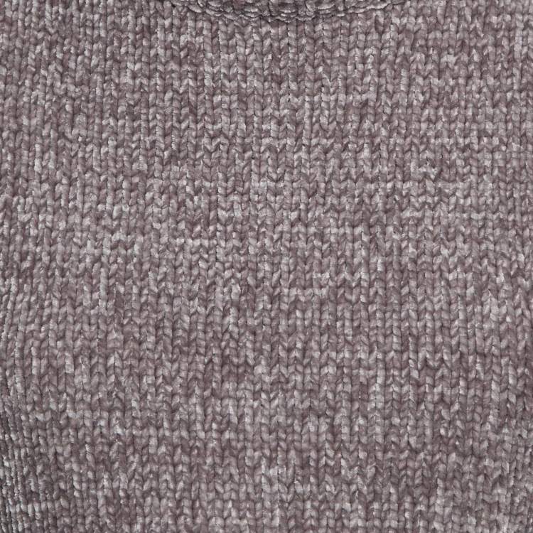 Pre Owned Majorelle Grey Rib Knit Denitza Chenille Crop Top L