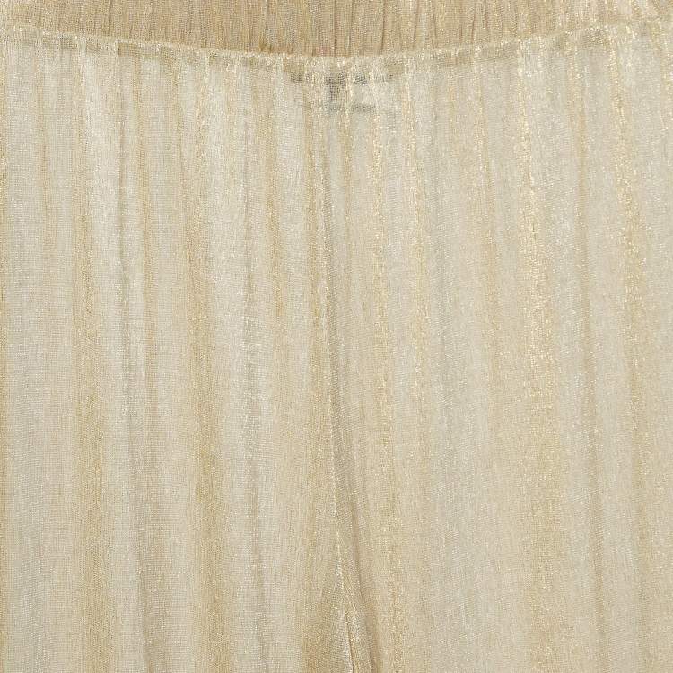 Pre Owned Majorelle Metallic Lurex Knit Sheer Wide-Leg Pants M