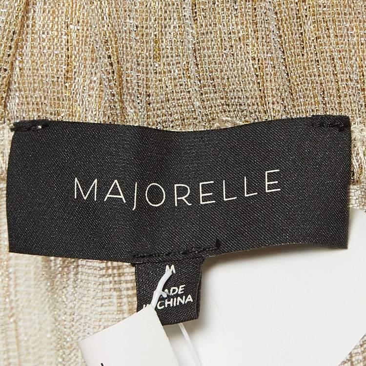Pre Owned Majorelle Metallic Lurex Knit Sheer Wide-Leg Pants M