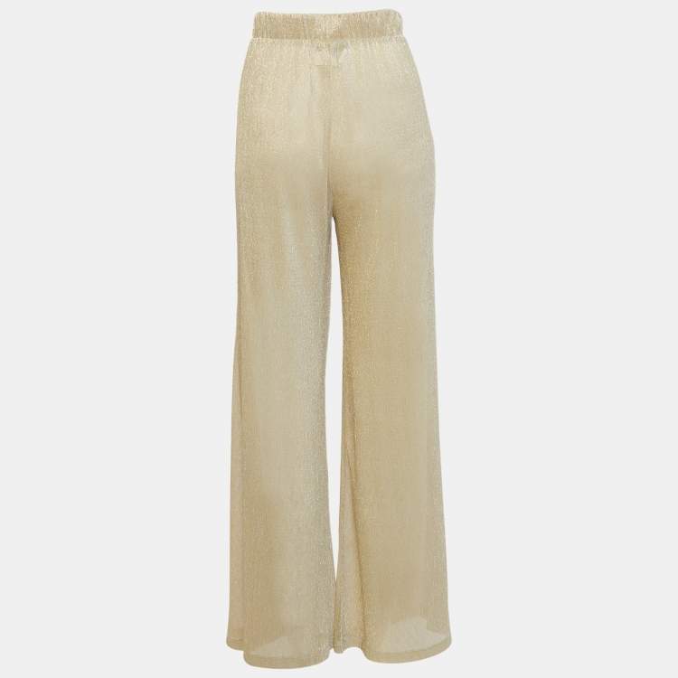 Pre Owned Majorelle Metallic Lurex Knit Sheer Wide-Leg Pants M