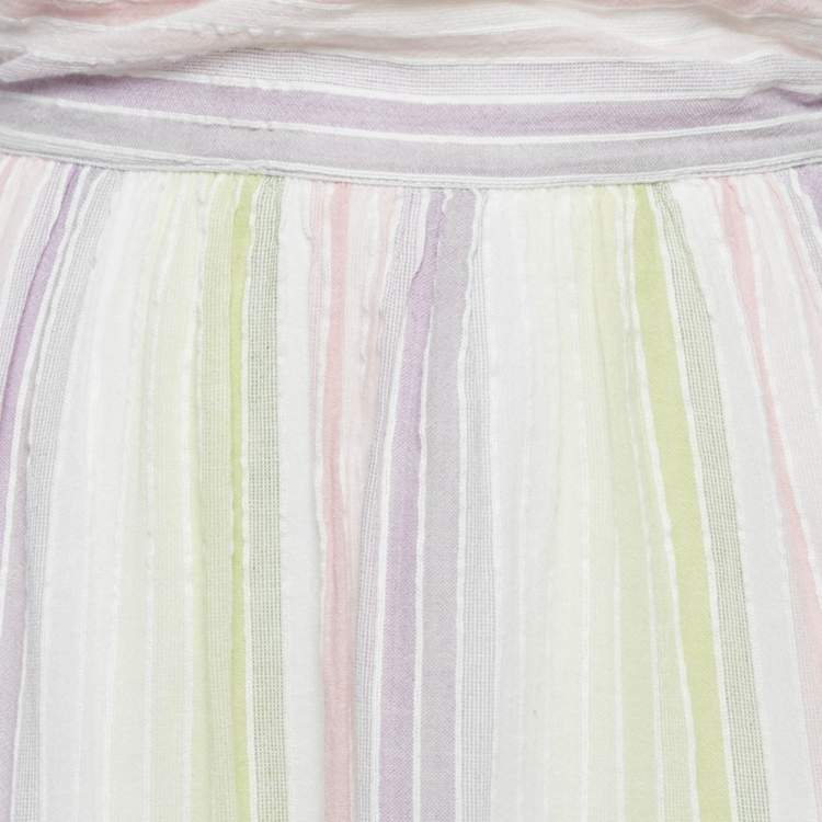 Pre Owned Majorelle Multicolor Candy Stripes Cotton Midi Dress S