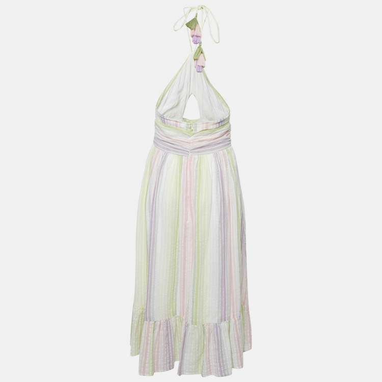 Pre Owned Majorelle Multicolor Candy Stripes Cotton Midi Dress S