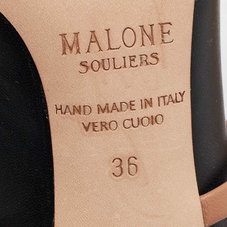 Pre Owned Malone Souliers Black/Brown Leather Maureen Mules Size 36