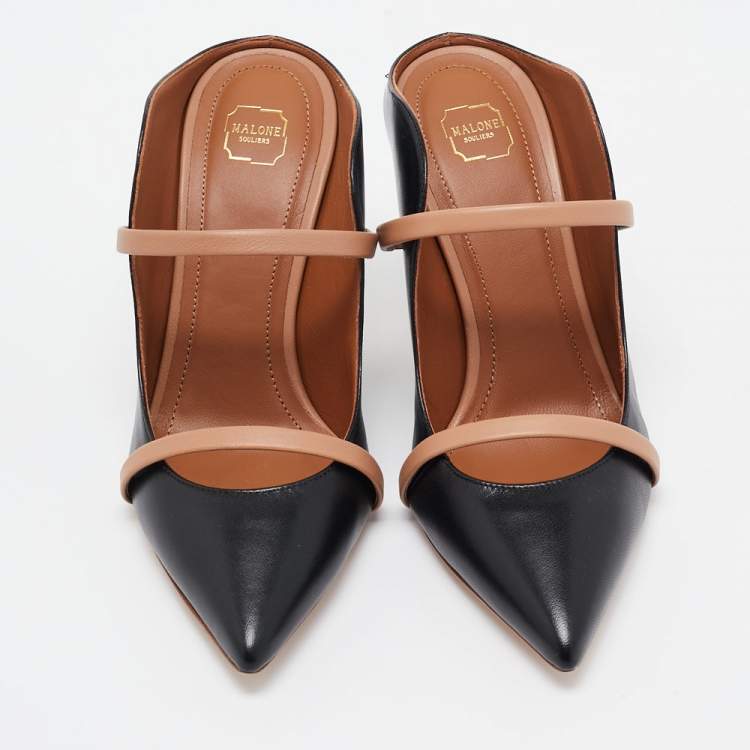Pre Owned Malone Souliers Black/Brown Leather Maureen Mules Size 36