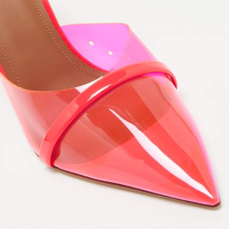 Pre Owned Malone Souliers Hot Pink Patent Leather and PVC  Joella Mules Size 38