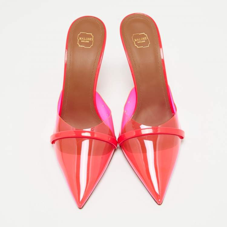 Pre Owned Malone Souliers Hot Pink Patent Leather and PVC  Joella Mules Size 38