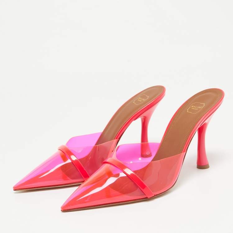 Pre Owned Malone Souliers Hot Pink Patent Leather and PVC  Joella Mules Size 38