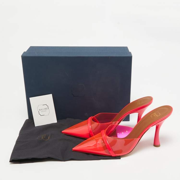 Pre Owned Malone Souliers Hot Pink Patent Leather and PVC  Joella Mules Size 38