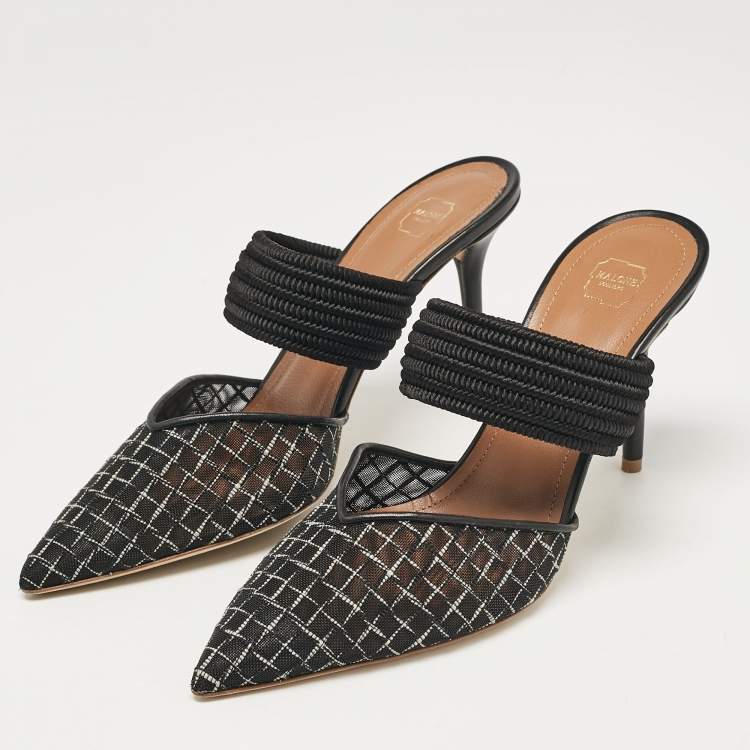 Pre Owned Malone Souliers Black Mesh Maisie Mules Size 39