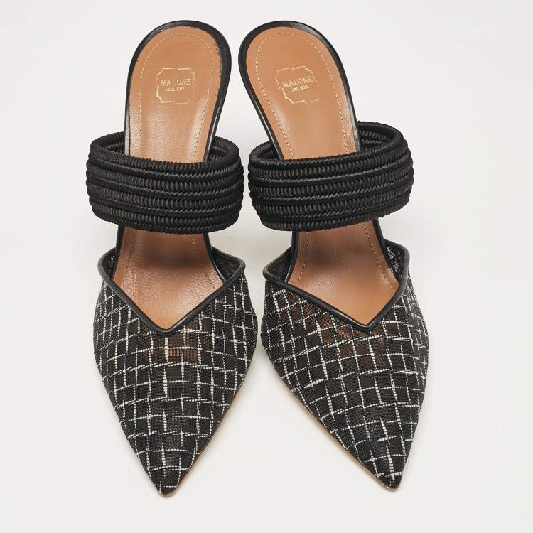 Pre Owned Malone Souliers Black Mesh Maisie Mules Size 39