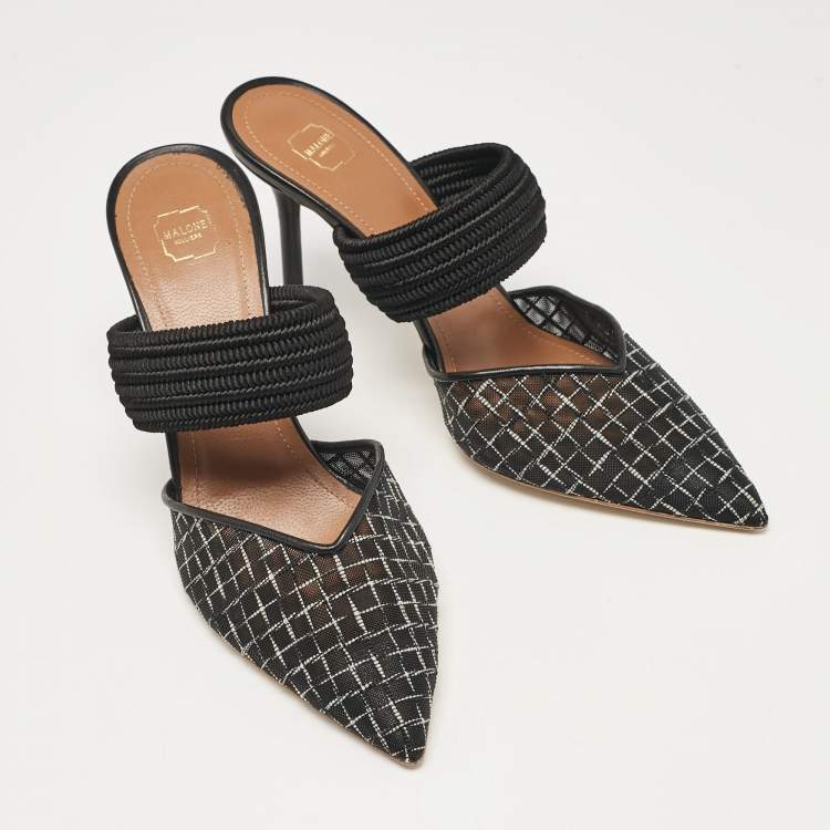 Pre Owned Malone Souliers Black Mesh Maisie Mules Size 39