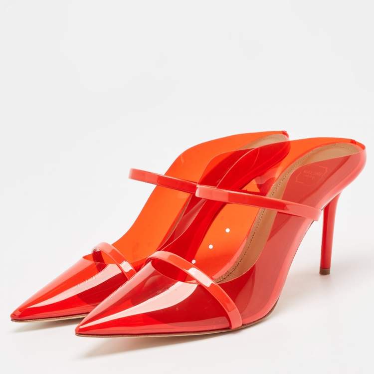 Pre Owned Malone Souliers Red PVC Maureen Mules Size 39
