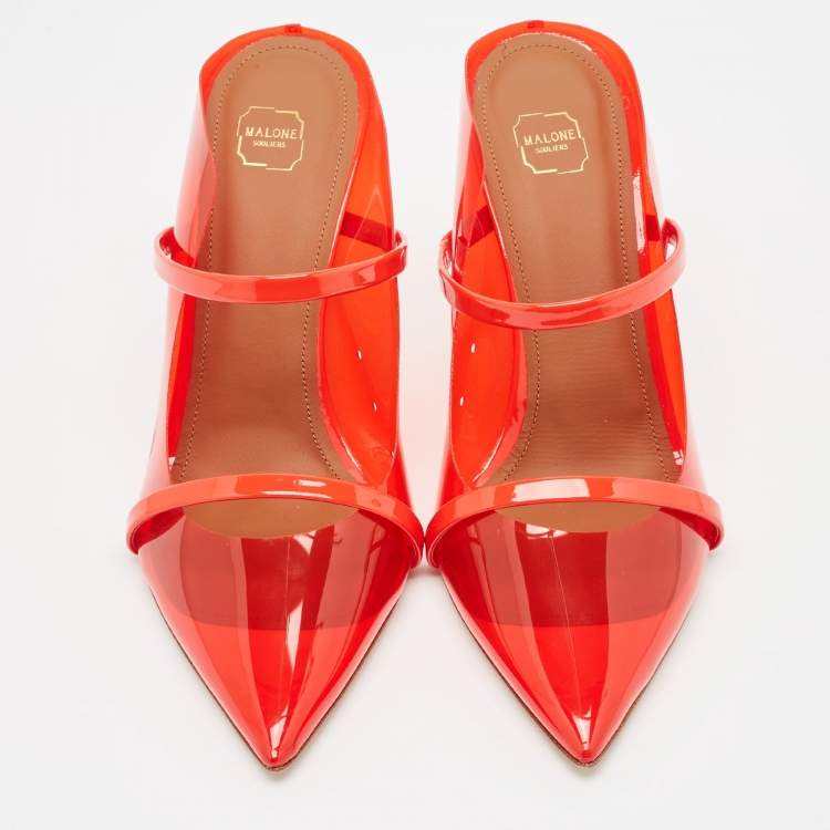 Pre Owned Malone Souliers Red PVC Maureen Mules Size 39