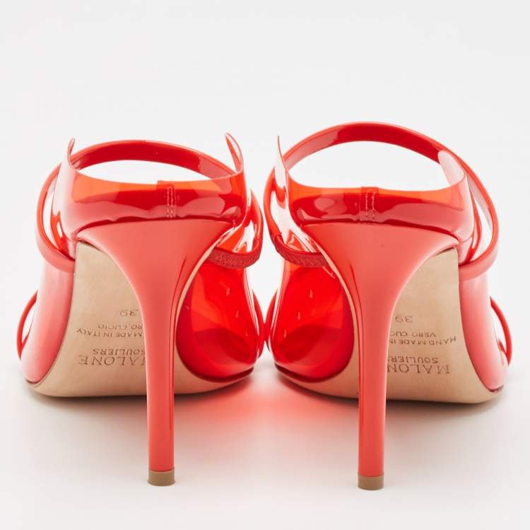 Pre Owned Malone Souliers Red PVC Maureen Mules Size 39