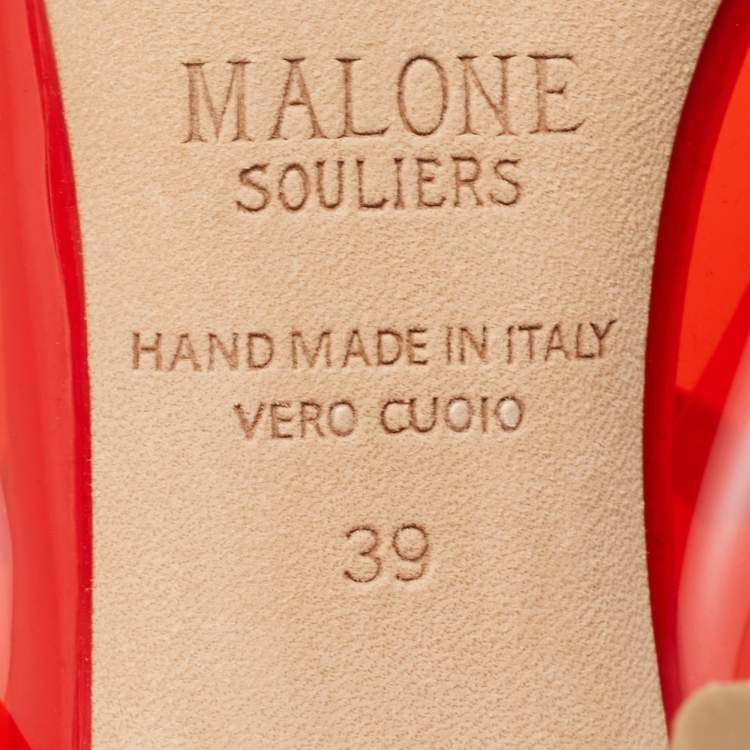 Pre Owned Malone Souliers Red PVC Maureen Mules Size 39