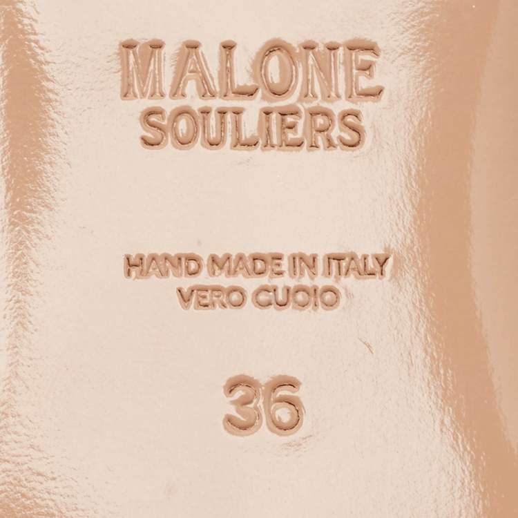 Pre Owned Malone Souliers Beige Leather and PVC Silvia Flat Slides Size 36