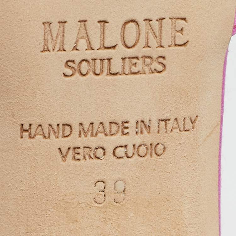 Pre Owned Malone Souliers Pink Satin Camille Ankle Strap Pumps Size 39