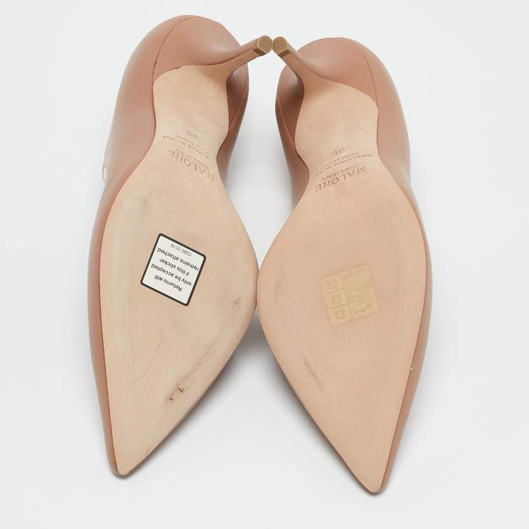 Pre Owned Malone Souliers Beige Leather Penelope Pointed Toe Pumps Size 39
