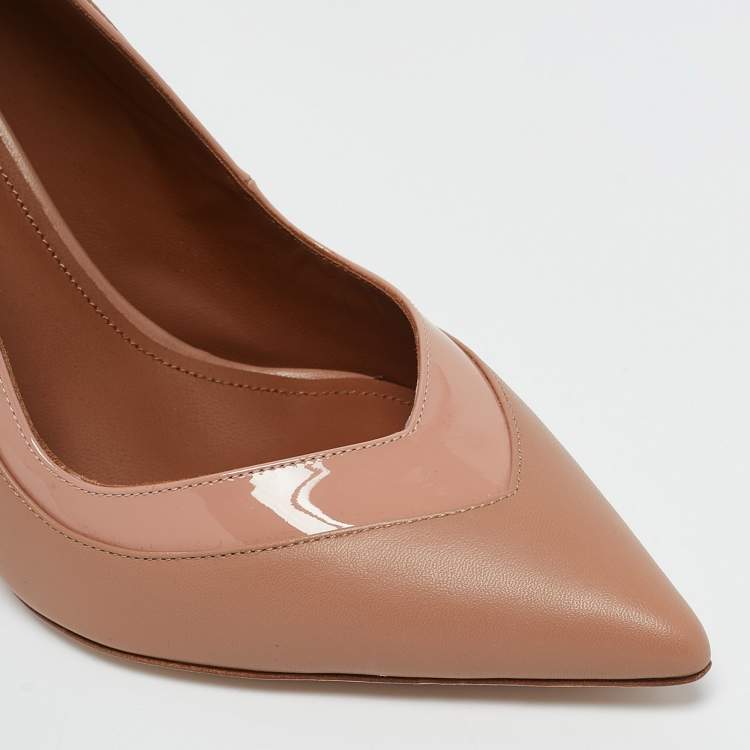 Pre Owned Malone Souliers Beige Leather Penelope Pointed Toe Pumps Size 39