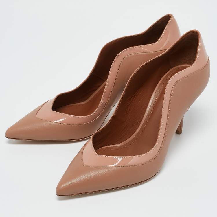 Pre Owned Malone Souliers Beige Leather Penelope Pointed Toe Pumps Size 39