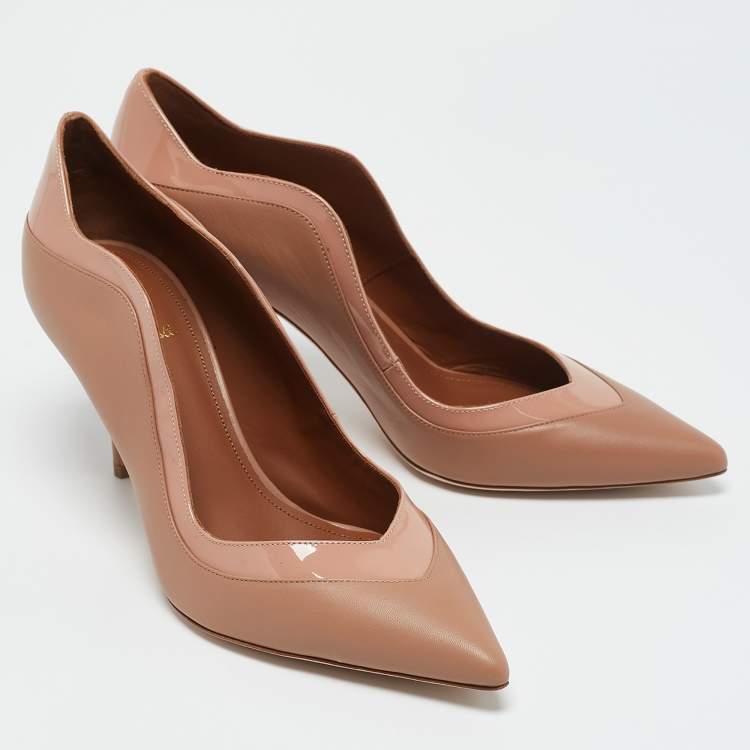 Pre Owned Malone Souliers Beige Leather Penelope Pointed Toe Pumps Size 39