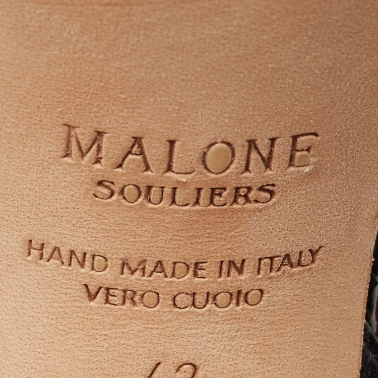 Pre Owned Malone Souliers Black Croc Embossed Leather Mila Platform Sandals Size 42