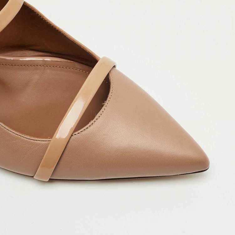 مملوكة مسبقًا Malone Souliers Beige Leather Maureen Pointed Toe Flat Mules Size 37