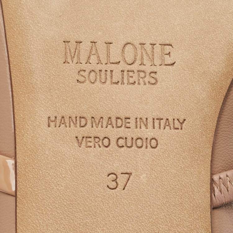 مملوكة مسبقًا Malone Souliers Beige Leather Maureen Pointed Toe Flat Mules Size 37