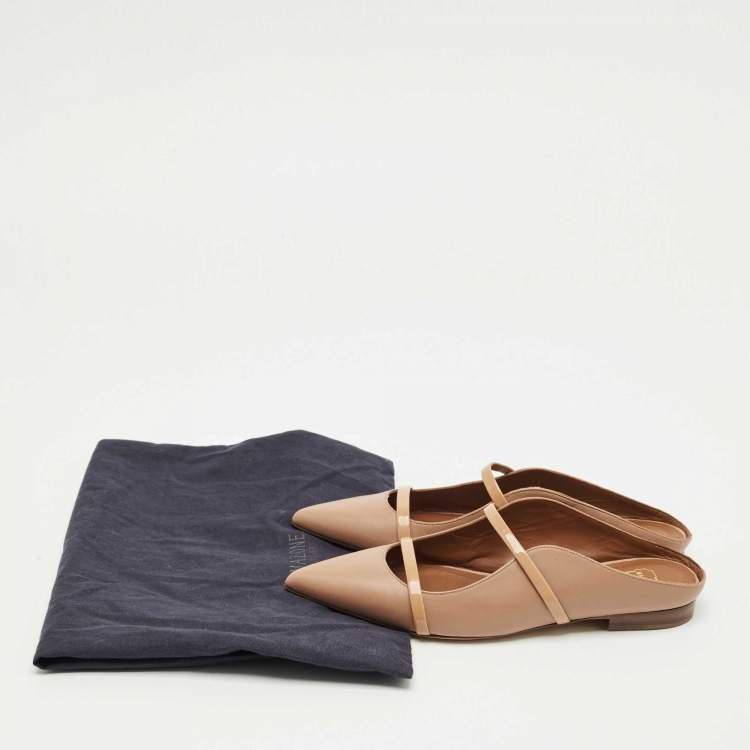 مملوكة مسبقًا Malone Souliers Beige Leather Maureen Pointed Toe Flat Mules Size 37