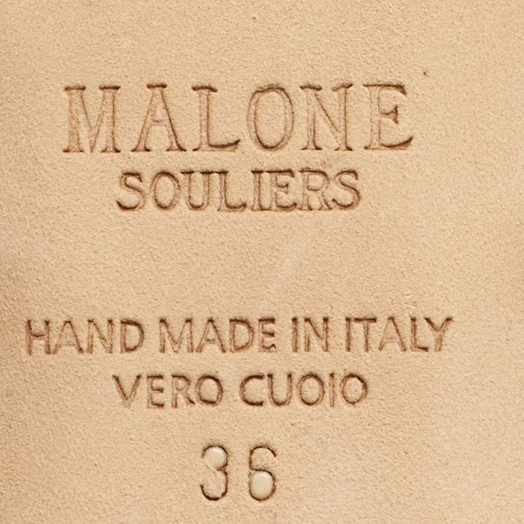 Pre Owned Malone Souliers White Mesh and Leather Clio Flat Mules Size 36