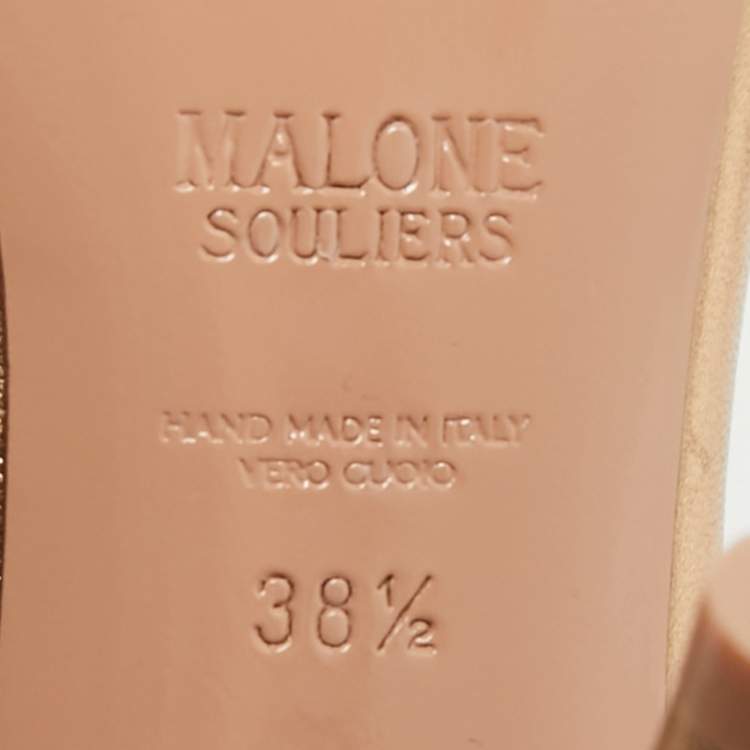 Pre Owned Malone Souliers Maureen Size 38.5 Gold/Silver Leather Mules