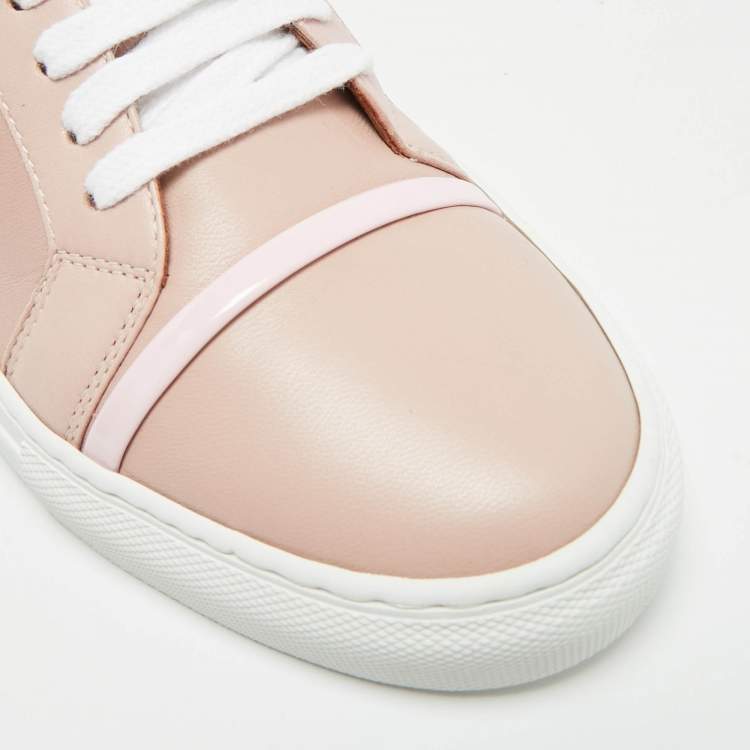 Pre Owned Malone Souliers Deon Size 40 Pink Patent and Leather Low Top Sneakers