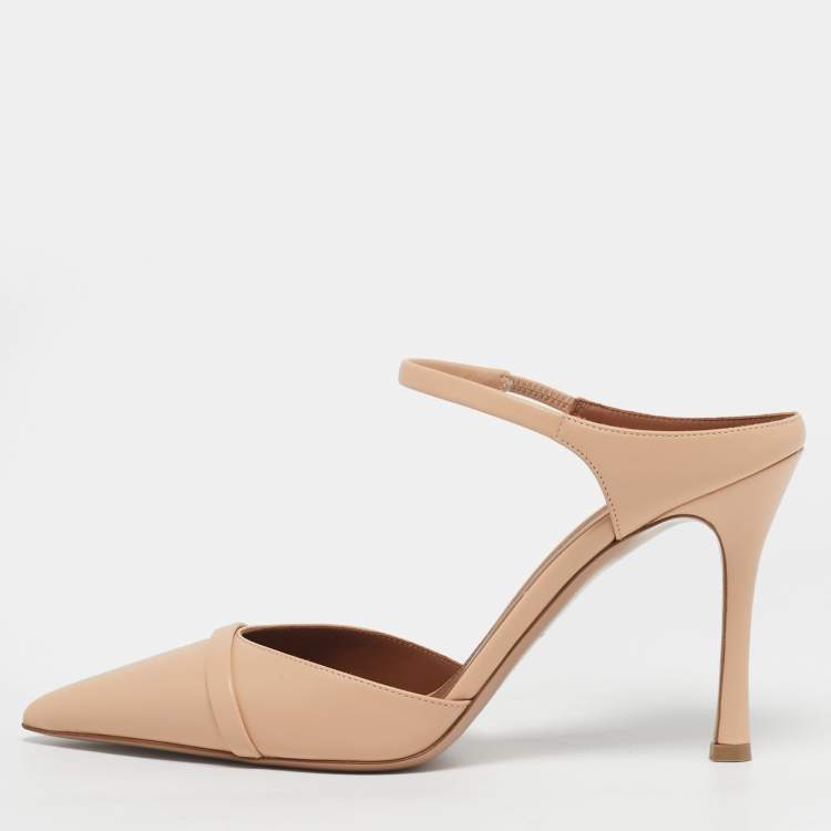 Pre Owned Malone Souliers Uma Size 38.5 Beige Leather Mules
