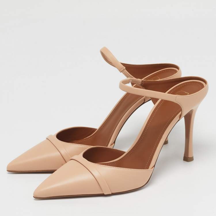 Pre Owned Malone Souliers Uma Size 38.5 Beige Leather Mules