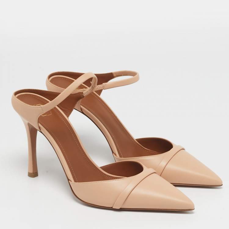 Pre Owned Malone Souliers Uma Size 38.5 Beige Leather Mules