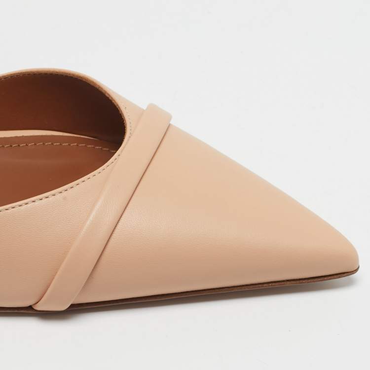 Pre Owned Malone Souliers Uma Size 38.5 Beige Leather Mules