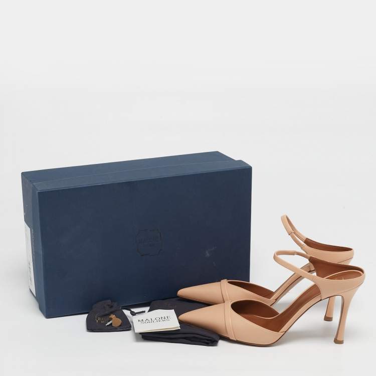 Pre Owned Malone Souliers Uma Size 38.5 Beige Leather Mules