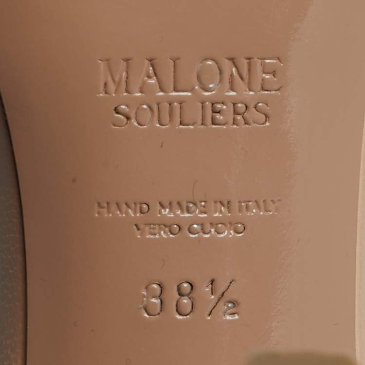 Pre Owned Malone Souliers Uma Size 38.5 Beige Leather Mules